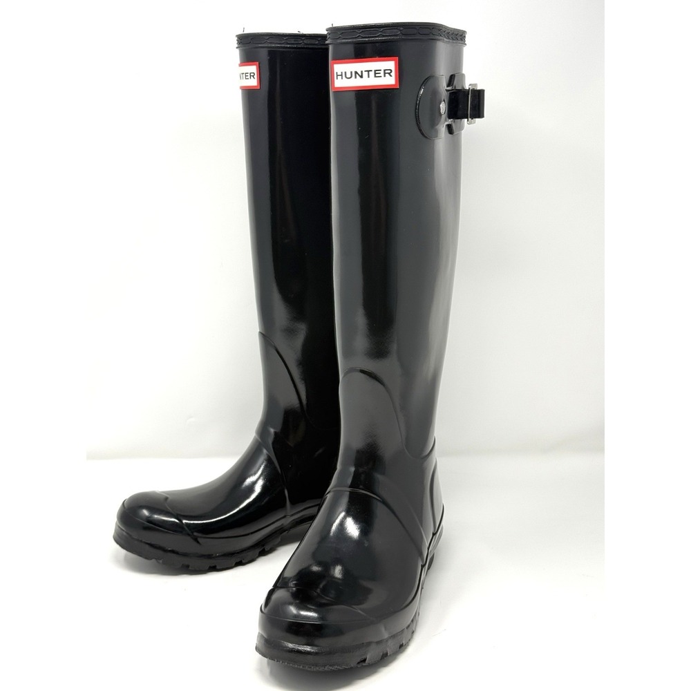 Hunter Original Women's Tall Rain Boots Size 6 Glossy Black Waterproof ECU Read - Picture 2 of 7